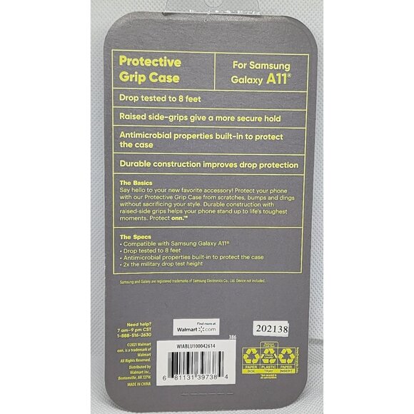 Samsung Galaxy A11 Protect Onn Raised Side Grips Antimicrobial Durable Grip Case - Picture 4 of 4